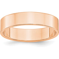 10K Rose Gold 5mm Lightweight Flat Wedding Band - Size 5.5, Adjustable and Engravable