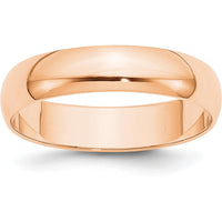 10K Rose Gold 5mm Lightweight Half Round Wedding Band Size 5