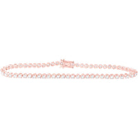 10K Rose Gold 7" Tennis Bracelet with Prong Set Round Diamonds - 2.01 Carat Total Diamond Weight
