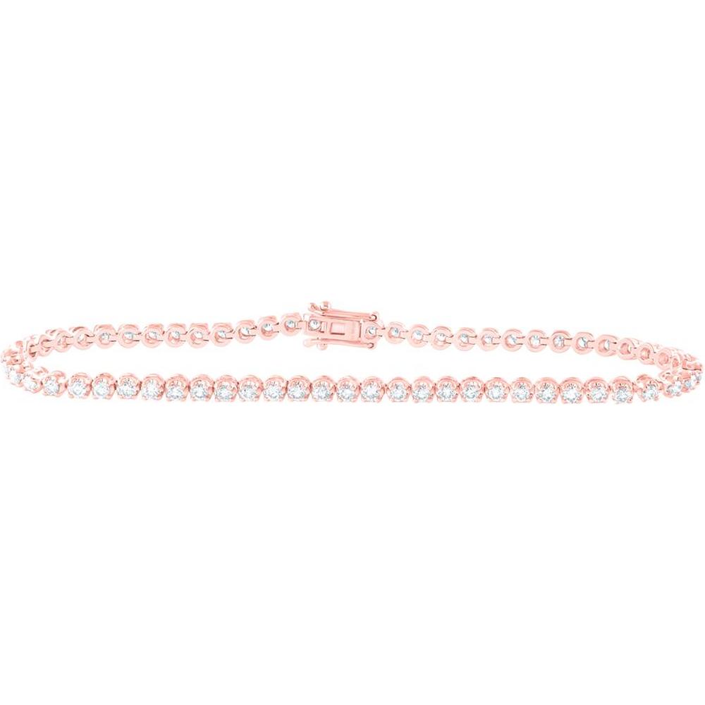 10K Rose Gold 7" Tennis Bracelet with Prong Set Round Diamonds - 2.01 Carat Total Diamond Weight