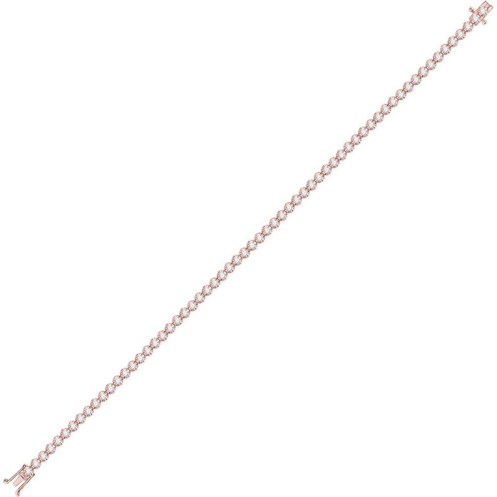 10K Rose Gold 7" Tennis Bracelet with Prong Set Round Diamonds - 2.01 Carat Total Diamond Weight