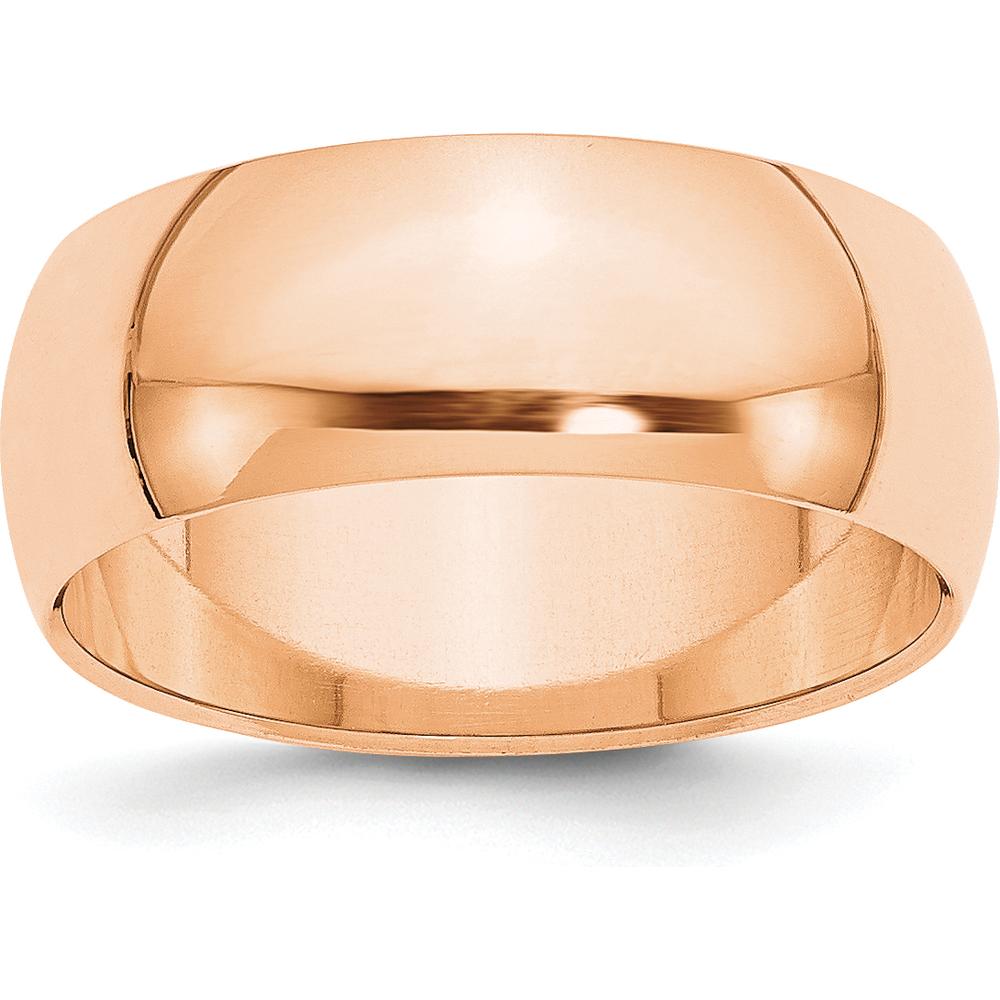 10K Rose Gold 8mm Polished Wedding Band - Size 11, Adjustable, Engravable