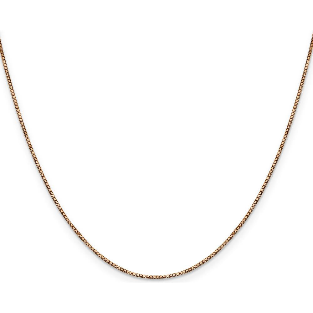 10K Rose Gold .9mm Box Chain Necklace - 20" with Lobster Clasp
