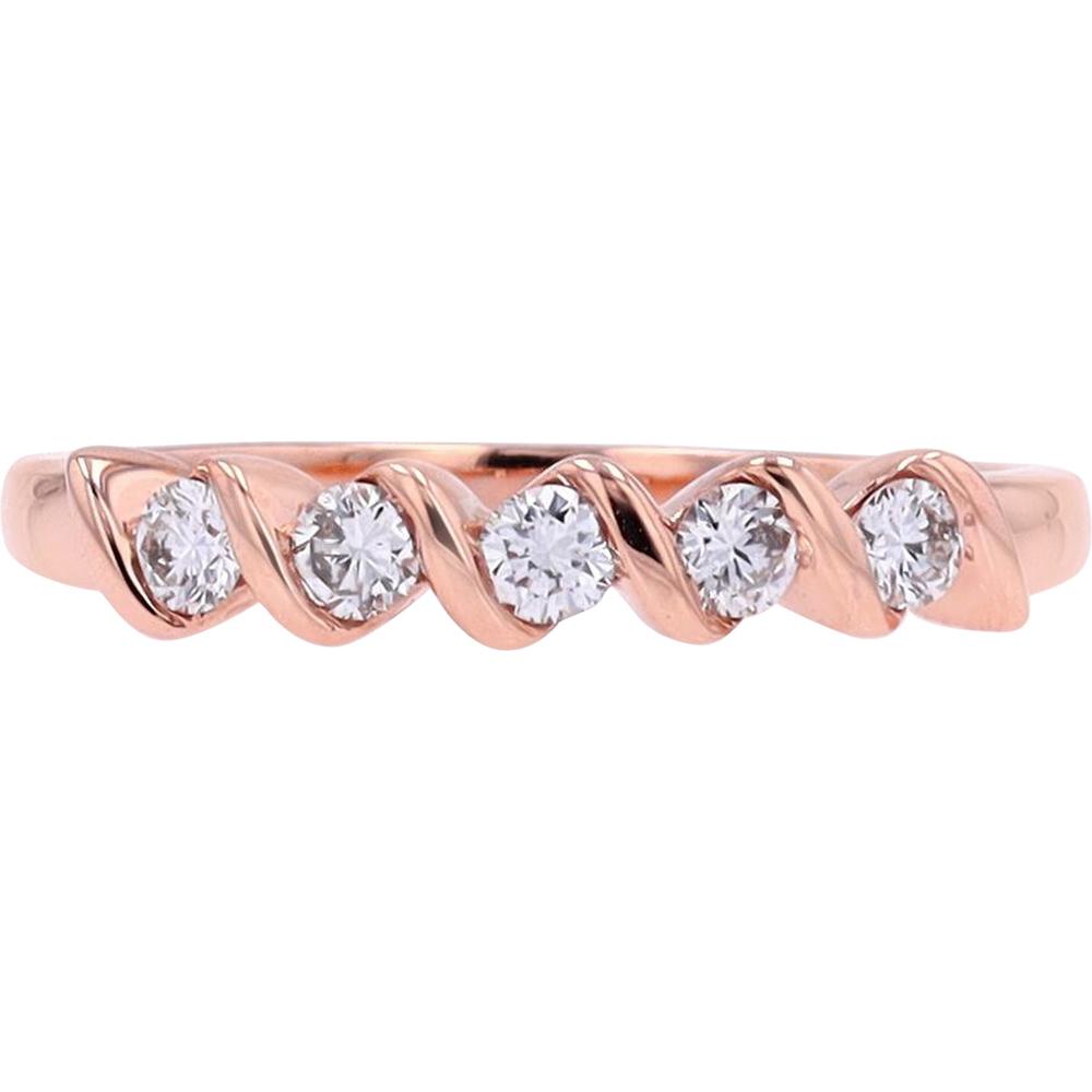 10K Rose Gold Band with 0.30 Carats Total Round Diamonds in a Spiral Setting