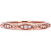 10K Rose Gold Band with Marquise-Shaped Milgrain and 0.08 Carats Diamond Accents