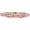 10K Rose Gold Band with Marquise-Shaped Milgrain and 0.08 Carats Diamond Accents