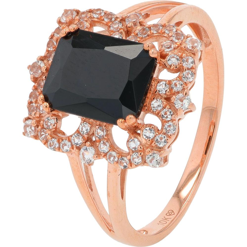 10K Rose Gold Black Spinel Ring with White Spinel Accents - 1.33 Carat Total Weight