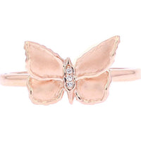 10K Rose Gold Butterfly Ring with 0.01 Carat Diamond Accents