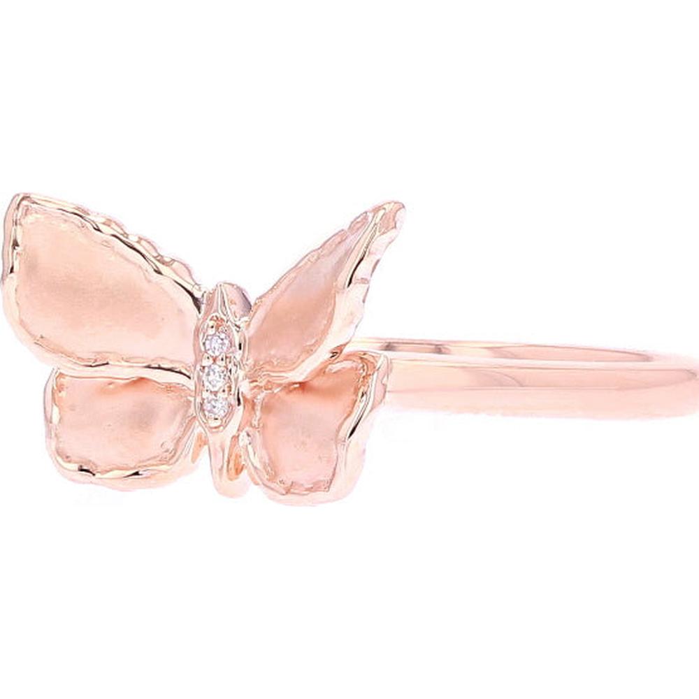 10K Rose Gold Butterfly Ring with 0.01 Carat Diamond Accents