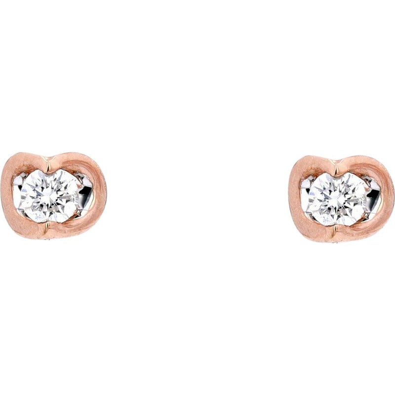 10K Rose Gold Crescent Set Diamond Stud Earrings - 0.10 Carat Total Diamond Weight