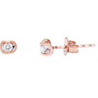 10K Rose Gold Crescent Set Diamond Stud Earrings - 0.10 Carat Total Diamond Weight