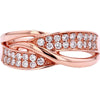 10K Rose Gold Crossover Ring with Round Diamonds - 0.38 Carat Total Diamond Weight