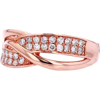 10K Rose Gold Crossover Ring with Round Diamonds - 0.38 Carat Total Diamond Weight