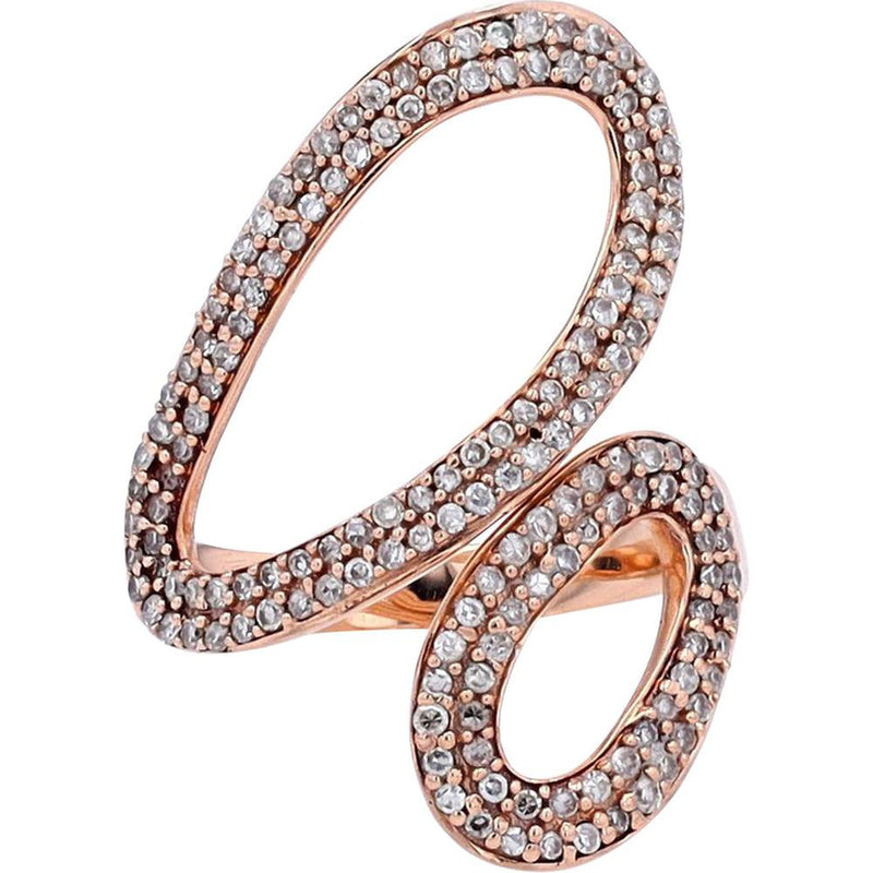 10K Rose Gold Diamond Asymmetrical Bypass Ring - 0.50 Carat Total Diamond Weight