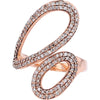 10K Rose Gold Diamond Asymmetrical Bypass Ring - 0.50 Carat Total Diamond Weight