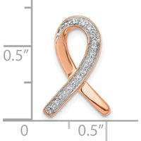 10K Rose Gold Diamond Awareness Ribbon Slide Pendant with Diamond Accent by Oro Pregiato