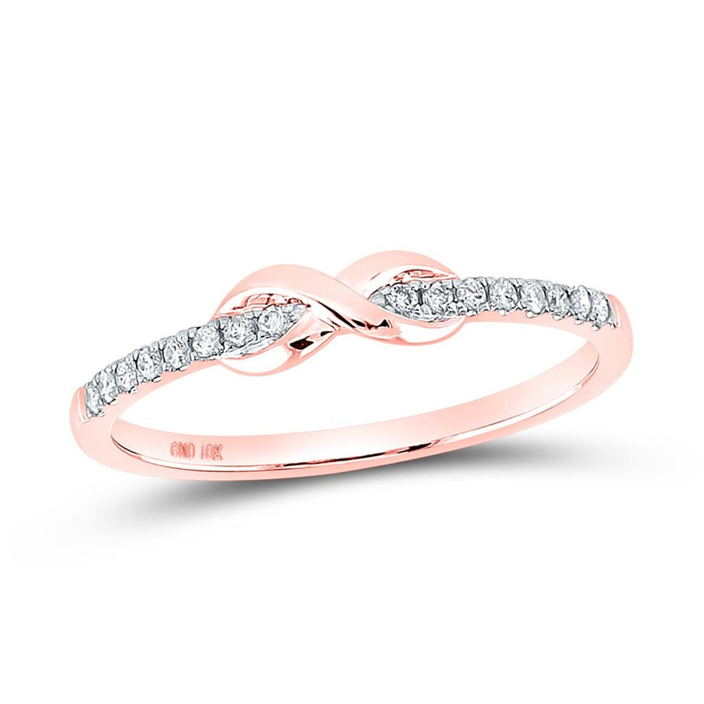 10K Rose Gold Diamond Band Ring - 1/10 Carat Total Diamond Weight