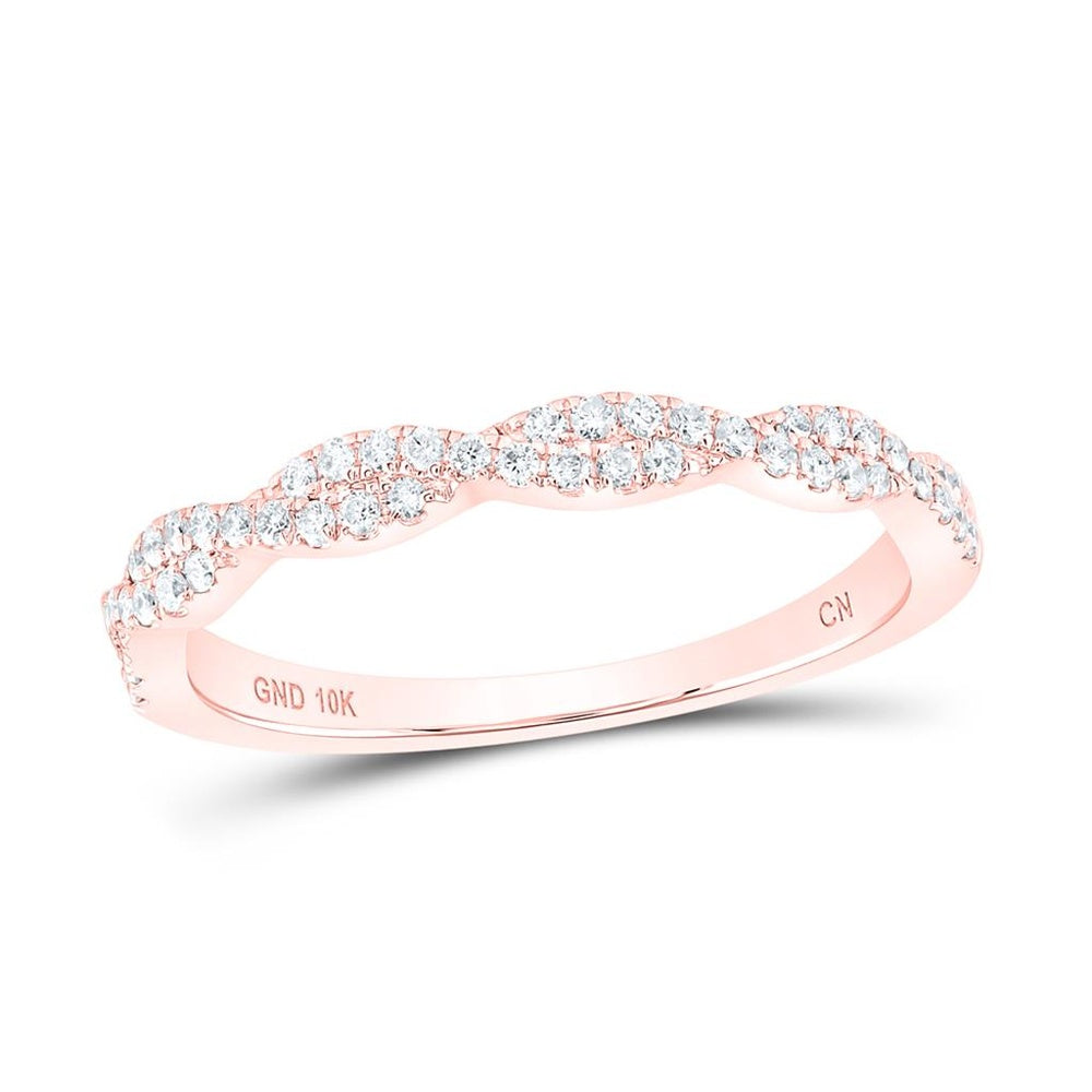 10K Rose Gold Diamond Band Ring - 1/4 Carat Total Diamond Weight