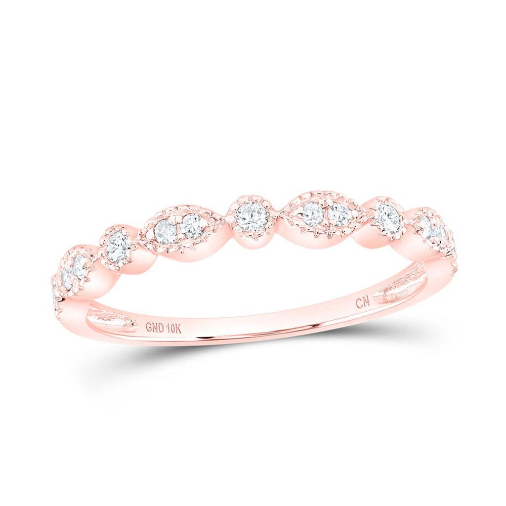 10K Rose Gold Diamond Band Ring - 1/6 Carat Total Diamond Weight