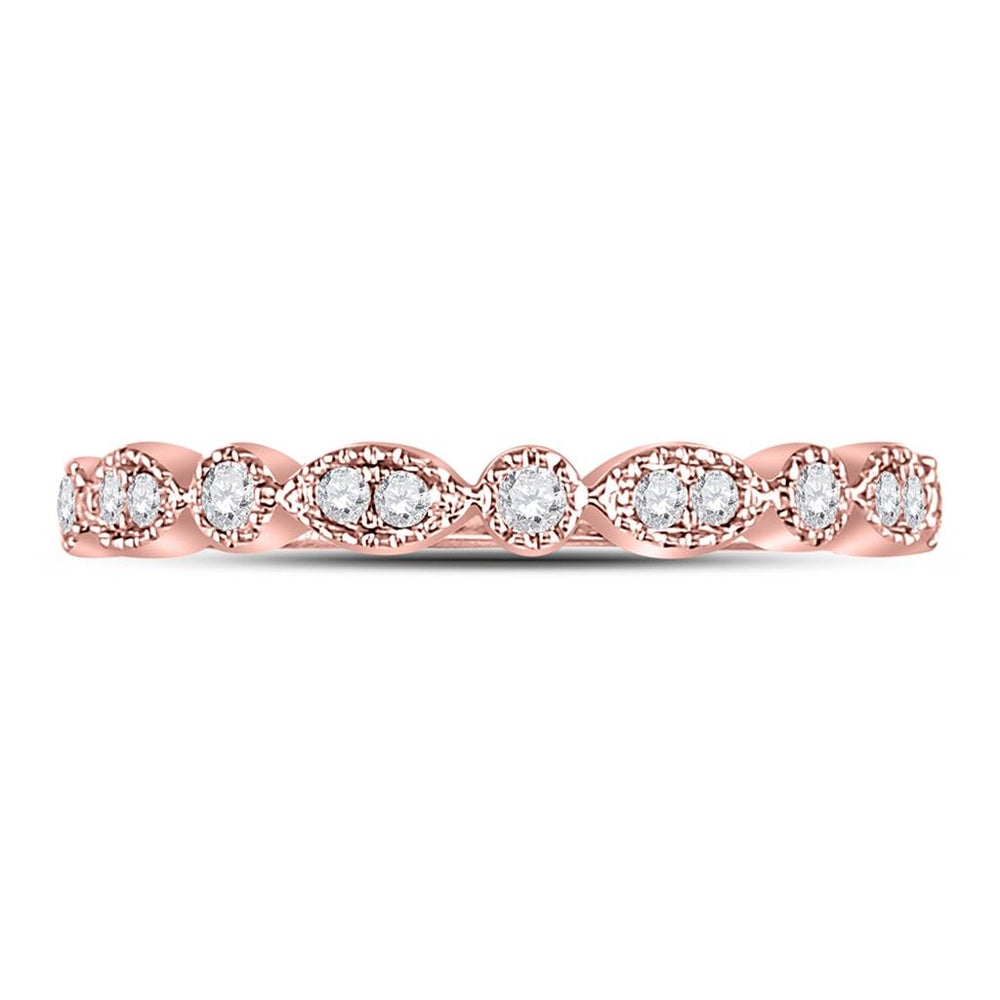 10K Rose Gold Diamond Band Ring - 1/6 Carat Total Diamond Weight