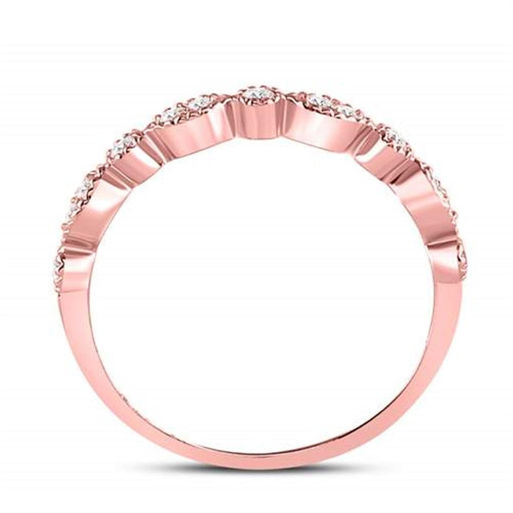 10K Rose Gold Diamond Band Ring - 1/6 Carat Total Diamond Weight