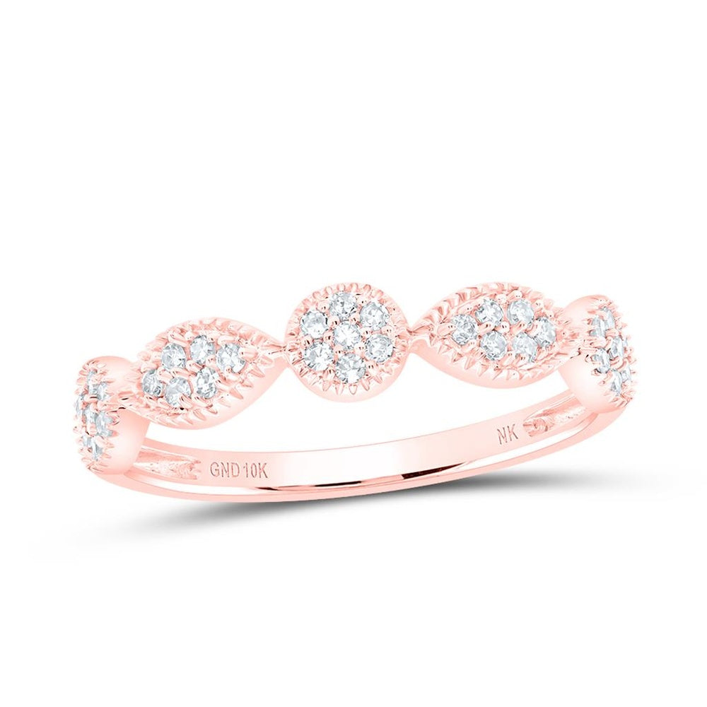 10K Rose Gold Diamond Band Ring - 1/6 Carat Total Diamond Weight