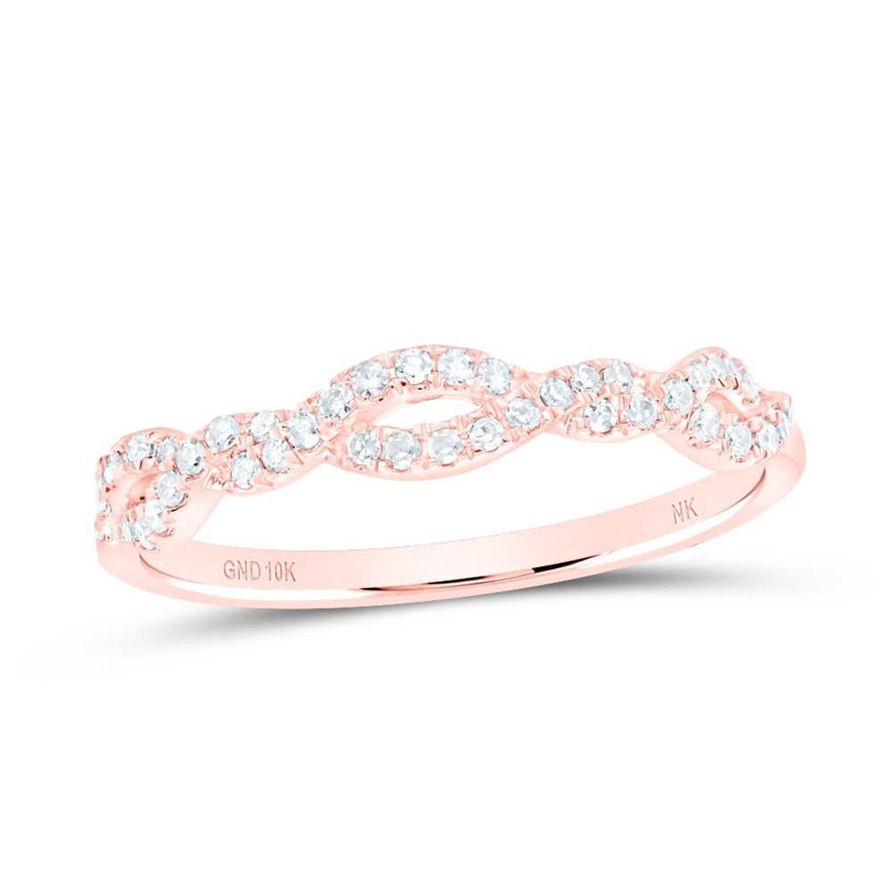 10K Rose Gold Diamond Band Ring - 1/6 Carat Total Diamond Weight