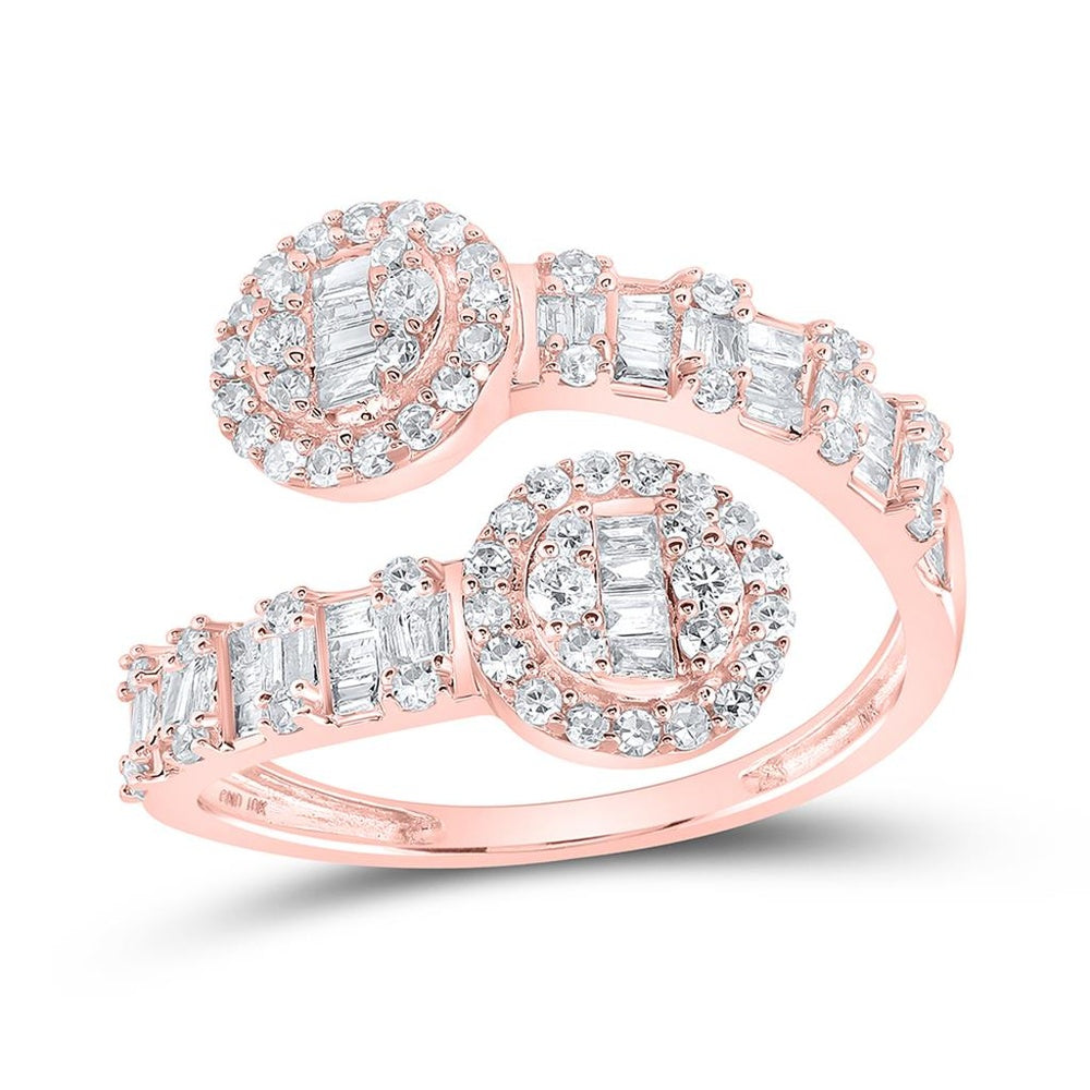 10K Rose Gold Diamond Band Ring - 3/4 Carat Total Diamond Weight