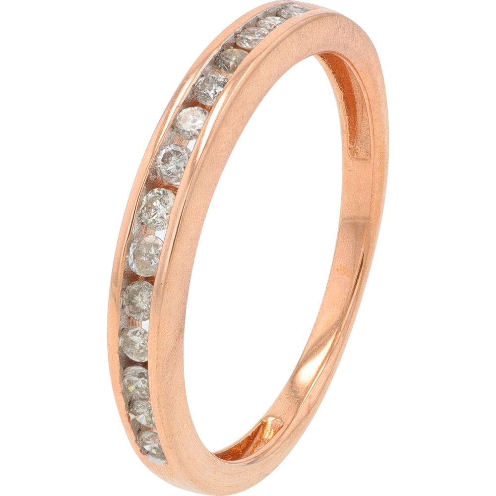 10K Rose Gold Diamond Band Ring with 0.25 Carat Total Round Diamonds