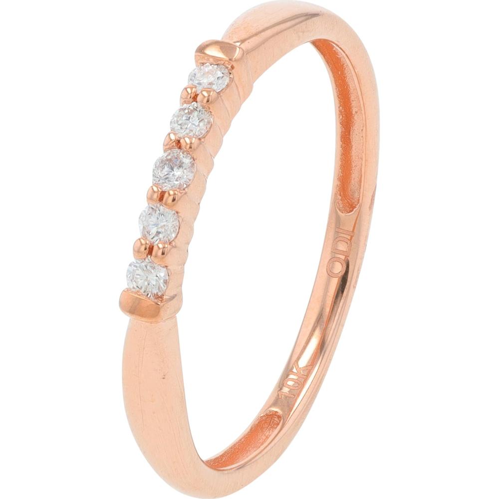 10K Rose Gold Diamond Band Ring with Bezel Set Diamonds - 0.10 Carat Total Diamond Weight
