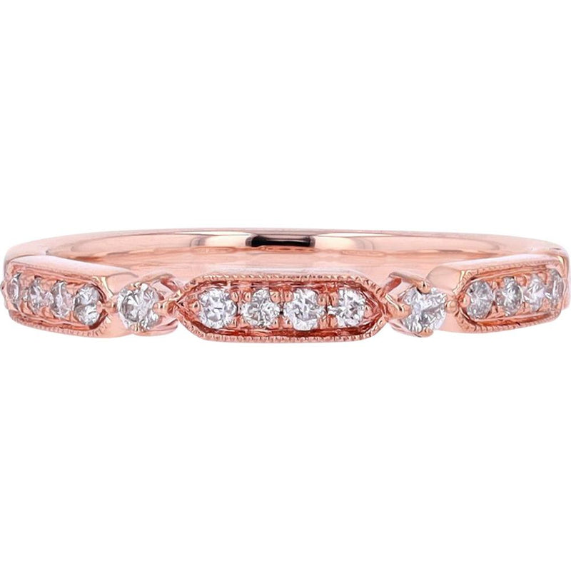 10K Rose Gold Diamond Band with Milgrain Detail - 1/5 Carat Total Diamond Weight