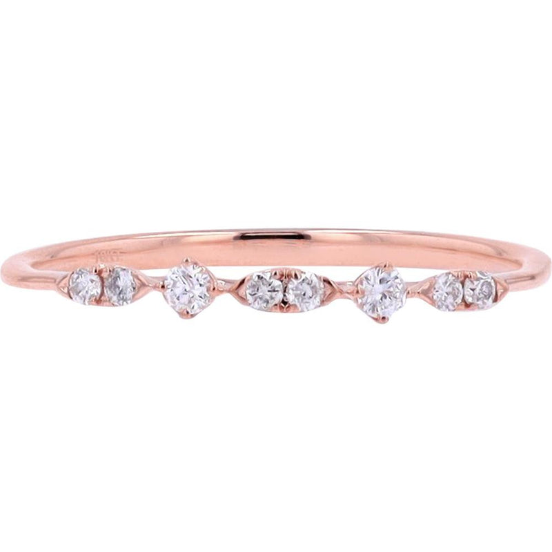 10K Rose Gold Diamond Band with Prong Set Round Diamonds - 0.10 Carat Total Diamond Weight