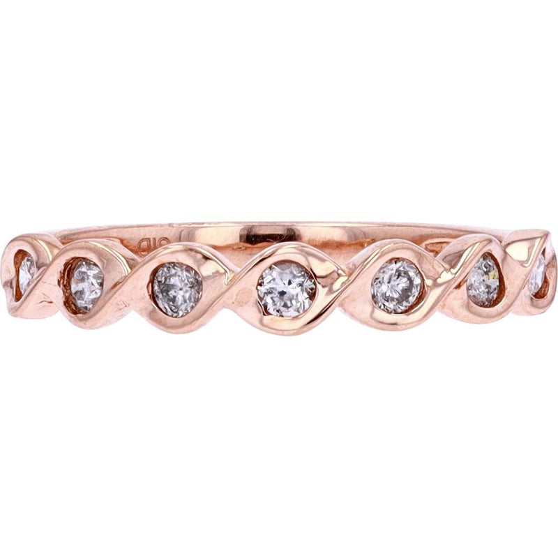 10K Rose Gold Diamond Band with Twisted Design - 1/4 Total Carat Weight