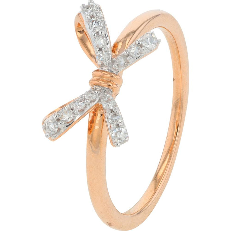 10K Rose Gold Diamond Bow Ring - 0.13 Carat Total Diamond Weight