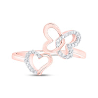 10K Rose Gold Diamond Butterfly Ring - 1/10 Carat Total Diamond Weight