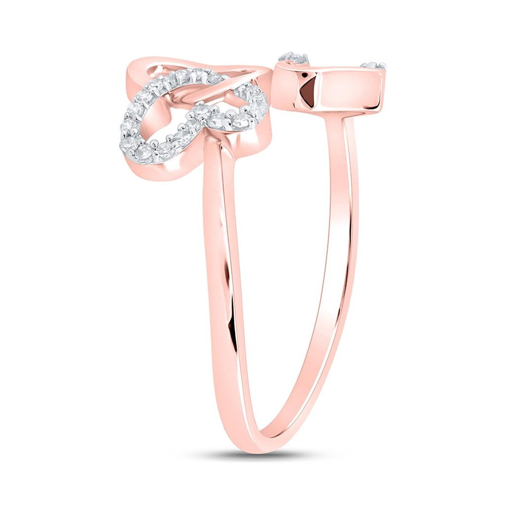 10K Rose Gold Diamond Butterfly Ring - 1/10 Carat Total Diamond Weight