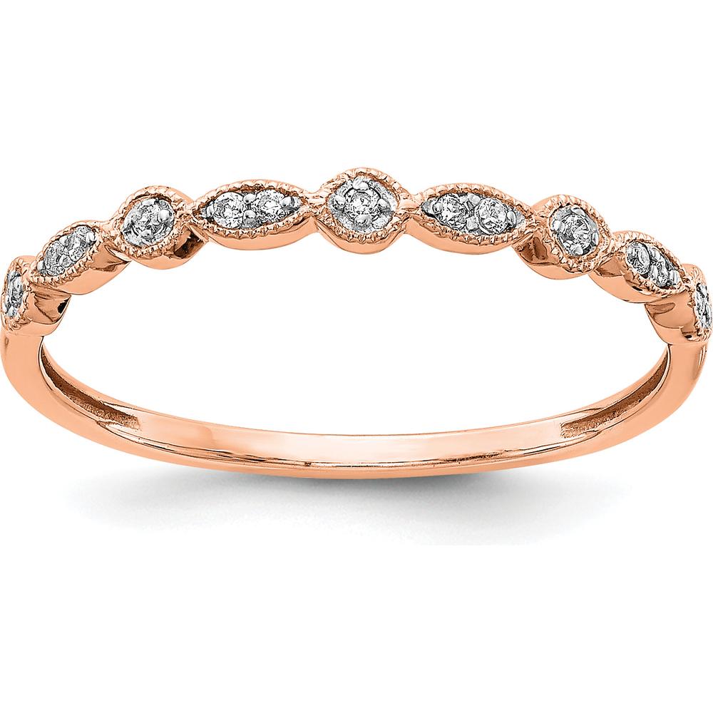 10K Rose Gold Diamond Fancy Band with Round Diamonds - 0.025 Carat Total Diamond Weight by 0