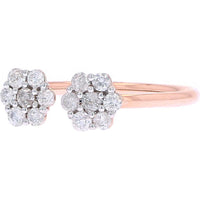10K Rose Gold Diamond Flower Cuff Ring - 0.40 Carat Total Diamond Weight