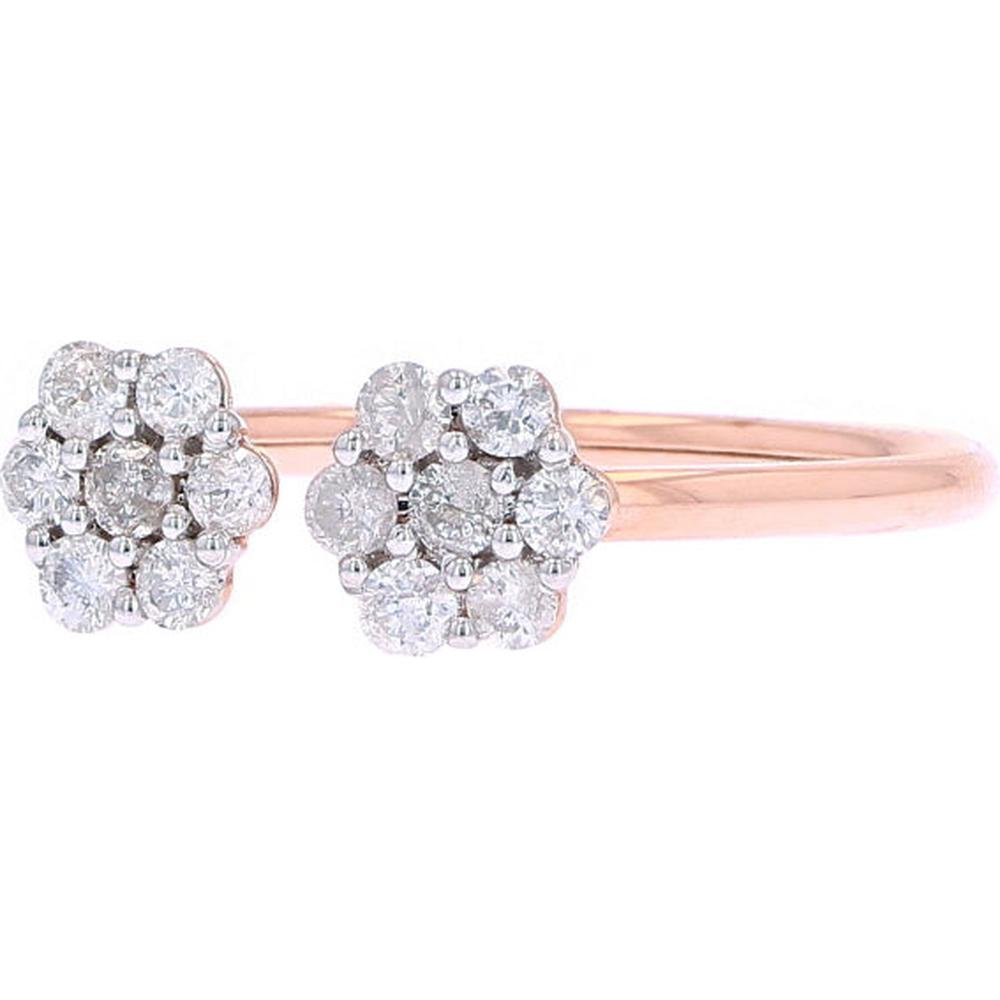 10K Rose Gold Diamond Flower Cuff Ring - 0.40 Carat Total Diamond Weight