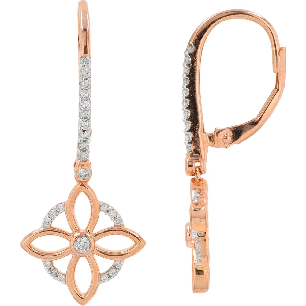 10K Rose Gold Diamond Flower Earrings - 1/5 Carat Total Diamond Weight