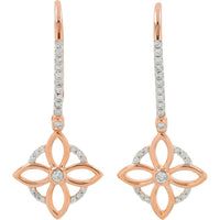 10K Rose Gold Diamond Flower Earrings - 1/5 Carat Total Diamond Weight
