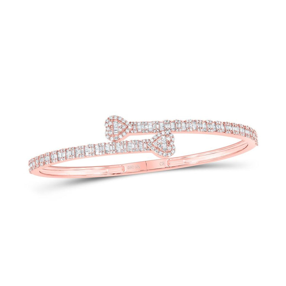 10K Rose Gold Diamond Heart Bracelet - 1 and 1/2 Carat Total Diamond Weight