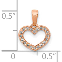 10K Rose Gold Diamond Heart Pendant - 0.03 Carat Diamond Total Weight by Oro Pregiato