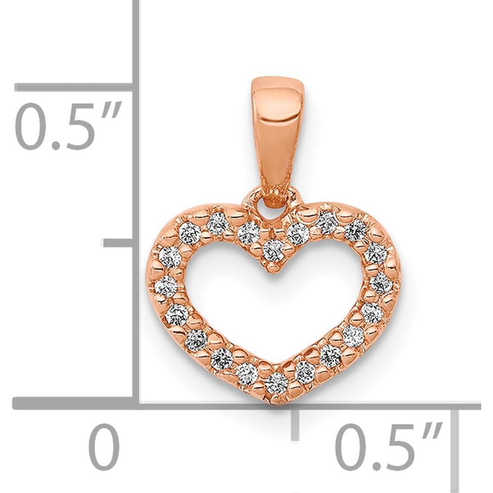 10K Rose Gold Diamond Heart Pendant - 0.03 Carat Diamond Total Weight by Oro Pregiato