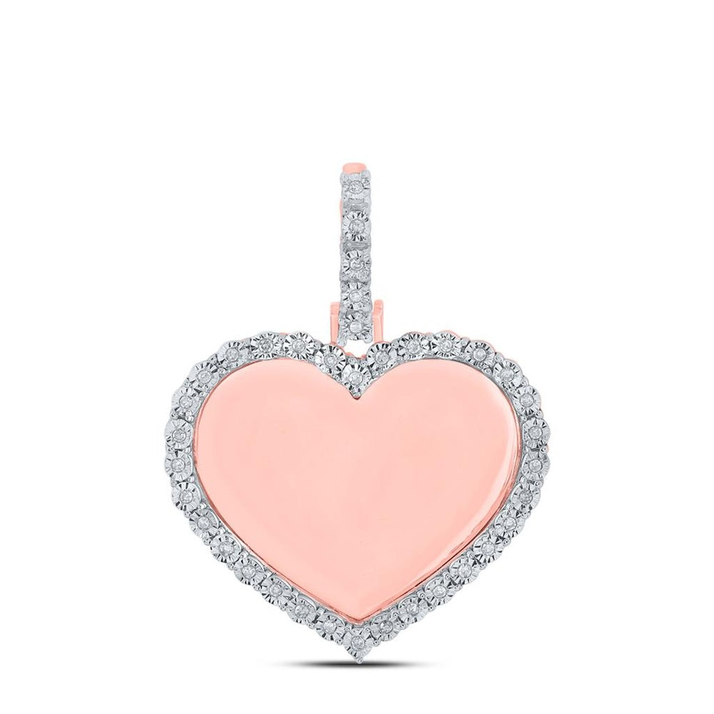 10K Rose Gold Diamond Heart Pendant - 1/10 Carat Total Diamond Weight