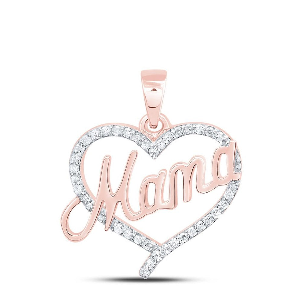 10K Rose Gold Diamond Heart Pendant - 1/7 Carat Total Diamond Weight
