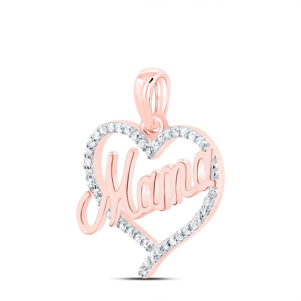 10K Rose Gold Diamond Heart Pendant - 1/7 Carat Total Diamond Weight