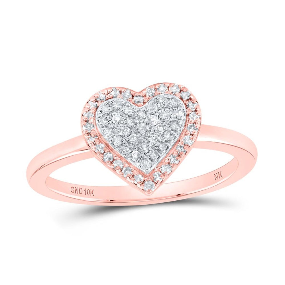 10K Rose Gold Diamond Heart Ring - 1/4 Carat Total Diamond Weight