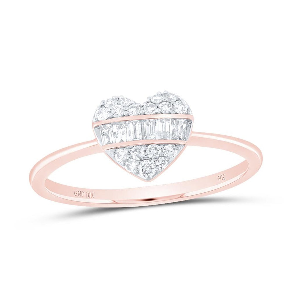 10K Rose Gold Diamond Heart Ring - 1/4 Carat Total Diamond Weight