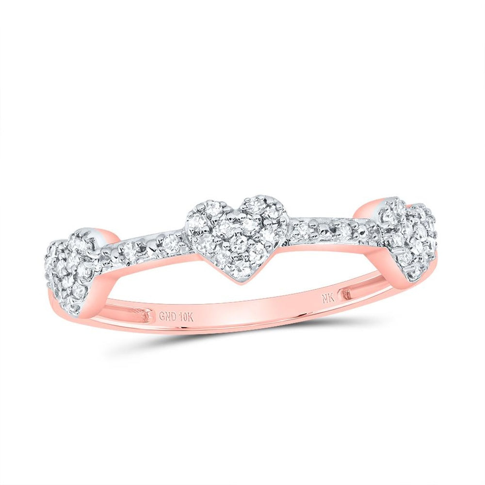 10K Rose Gold Diamond Heart Ring - 1/7 Carat Total Diamond Weight